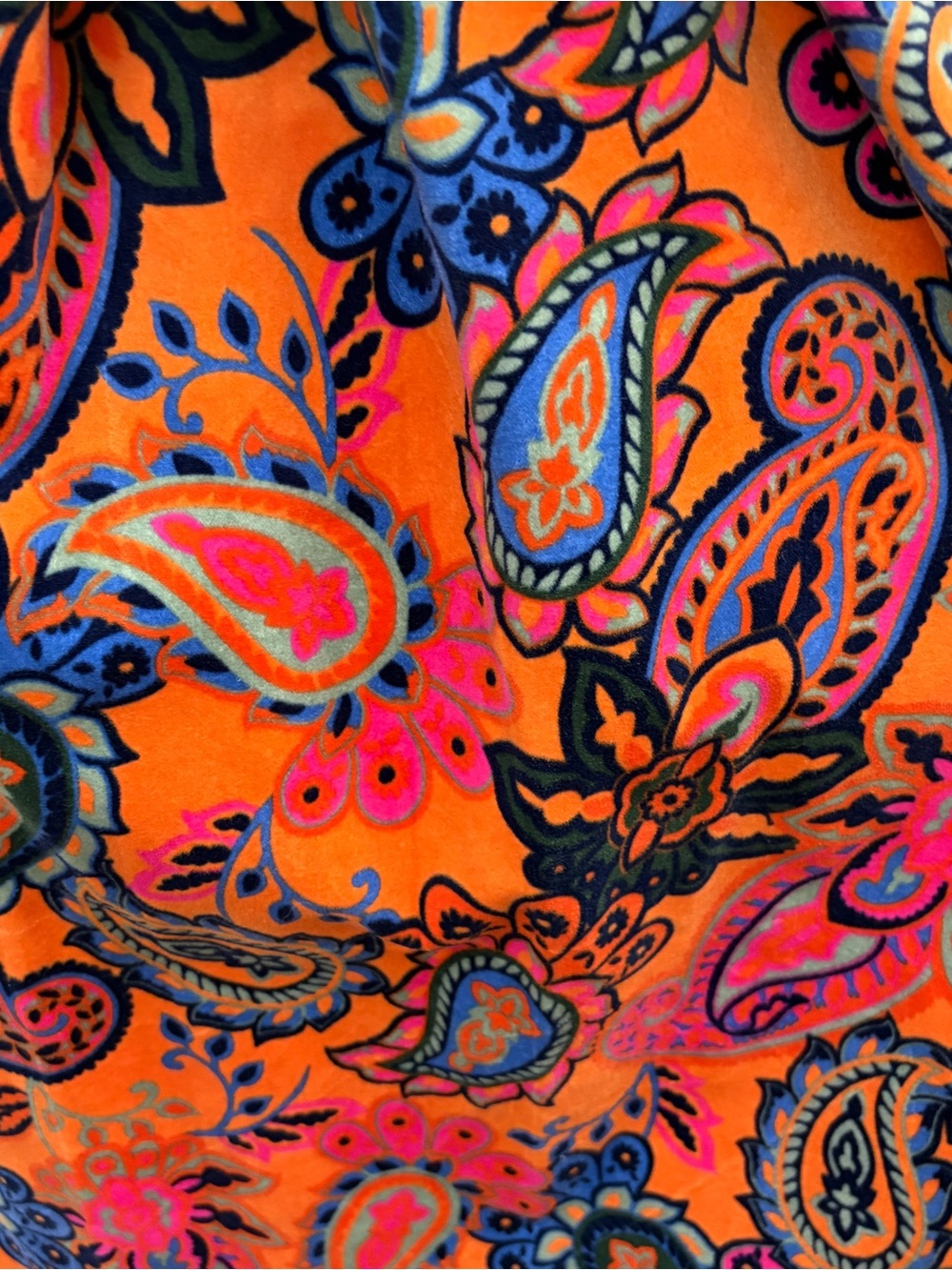 Boden Orange Paisley Velvet  Button-Front Long Sleeve Coat - Size 14 - Picture 10 of 16